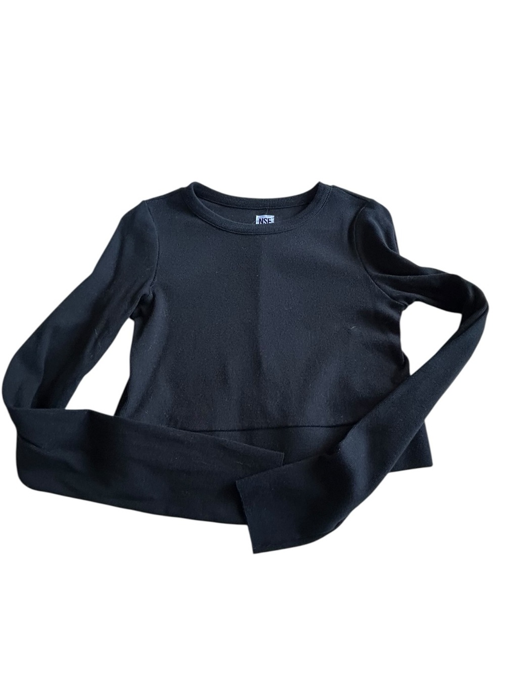 NSF Black Long Sleeve Crop Tee for Kids